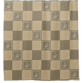 Mozaïek doodle bloemenvierkanten douchegordijn (Voorkant)