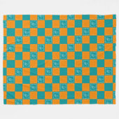 Mozaïek doodle bloemenvierkanten fleece deken (Voorkant (Horizontaal))