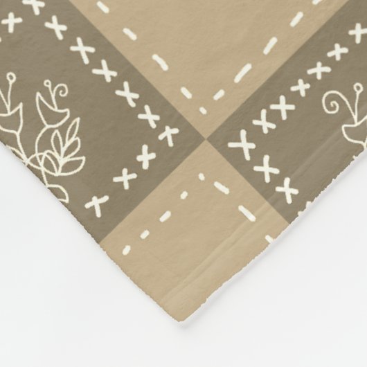 Mozaïek doodle bloemenvierkanten fleece deken (Hoek)