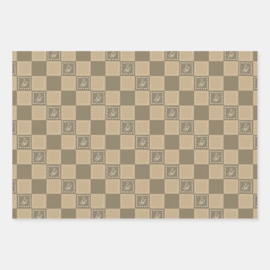 Mozaïek doodle bloemenvierkanten inpakpapier vel (Voorkant 2)