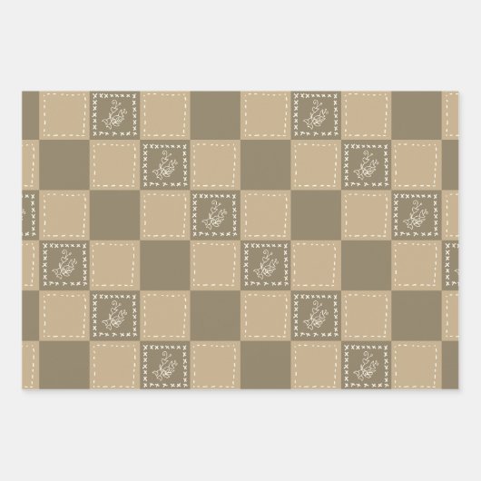 Mozaïek doodle bloemenvierkanten inpakpapier vel (Voorkant)