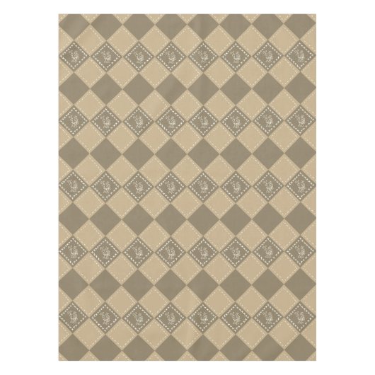 Mozaïek doodle bloemenvierkanten tafelkleed (Voorkant)