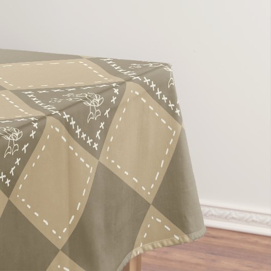 Mozaïek doodle bloemenvierkanten tafelkleed (Voorbeeld)