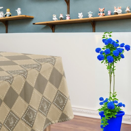 Mozaïek doodle bloemenvierkanten tafelkleed