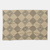 Mozaïek doodle bloemenvierkanten theedoek (Horizontaal)