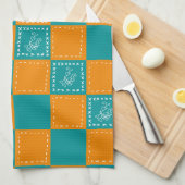 Mozaïek doodle bloemenvierkanten theedoek (Quarter Fold)