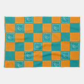 Mozaïek doodle bloemenvierkanten theedoek (Horizontaal)