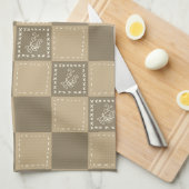 Mozaïek doodle bloemenvierkanten theedoek (Quarter Fold)