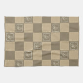 Mozaïek doodle bloemenvierkanten theedoek (Horizontaal)