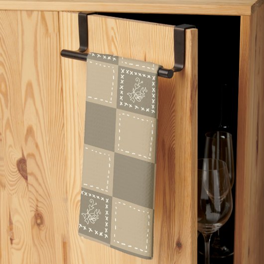 Mozaïek doodle bloemenvierkanten theedoek (Derde Gevouwen)