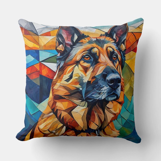 🐶 Mozaïek Duitse Herder Hond Gezellige Huis Stijl Kussen (Voorkant)