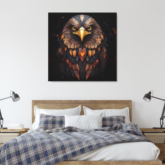 Mozaïek Eagle Portret Canvas Afdruk (Insitu (Slaapkamer))