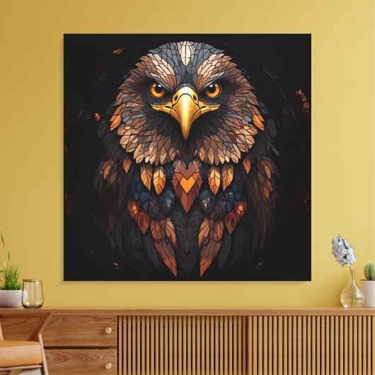 Mozaïek Eagle Portret Canvas Afdruk (Insitu (Woonkamer))