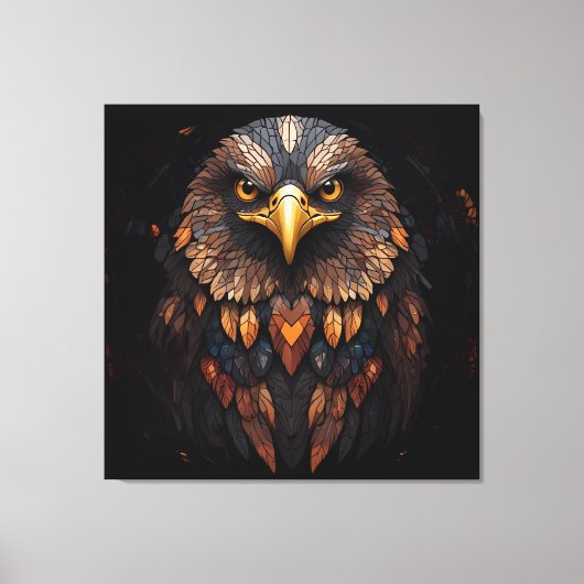 Mozaïek Eagle Portret Canvas Afdruk (Voorkant)
