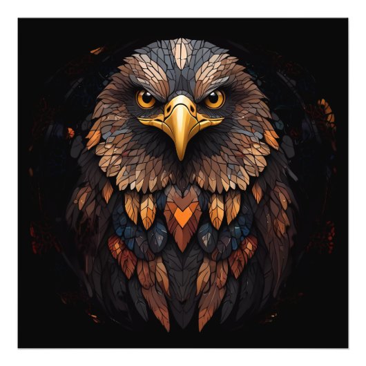 Mozaïek Eagle Portret Foto Afdruk (Voorkant)