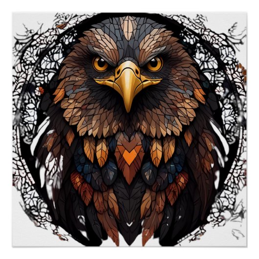 Mozaïek Eagle Portret Perfect Poster (Voorkant)
