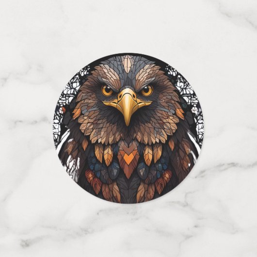Mozaïek Eagle Portret Rond Kussen Confetti (Kleine voorkant)