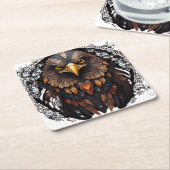 Mozaïek Eagle Portret Rond Kussen Kartonnen Onderzetters (Schuin)