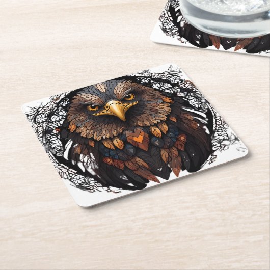 Mozaïek Eagle Portret Rond Kussen Kartonnen Onderzetters (Schuin)