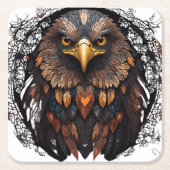 Mozaïek Eagle Portret Rond Kussen Kartonnen Onderzetters (Voorkant)