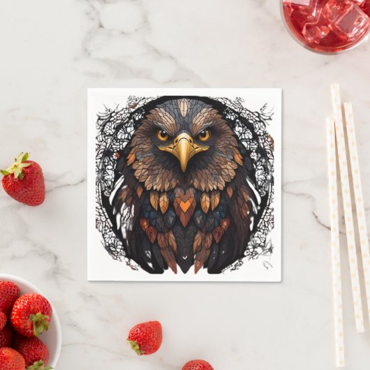 Mozaïek Eagle Portret Rond Kussen Servet (Insitu)