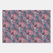 Mozaïek Edelsteen Patroon met Roze, Paarse, Blauw Inpakpapier Vel (Voorkant 2)