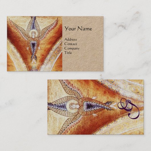 MOZAÏEK ENGEL MONOGRAM bruin kraftpapier-document Visitekaartje (Voorkant / Achterkant)