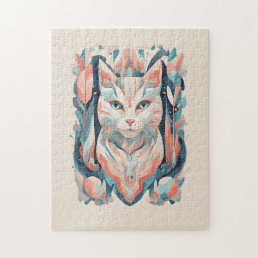 Mozaïek esthetische kleurrijke kat legpuzzel (Verticaal)