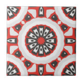 Mozaïek Etnisch Geometric Red Grey Black & White Tegeltje (Voorkant)