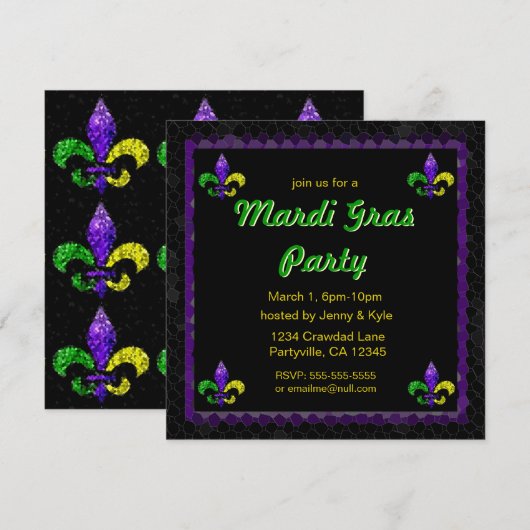 Mozaïek Fleur-de-lis Uitnodigingen (Voorkant / Achterkant)