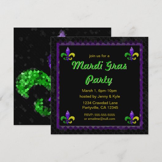 Mozaïek Fleur-de-lis Uitnodigingen (Voorkant / Achterkant)