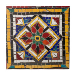 Mozaïek  geel rood decoratief tegeltje