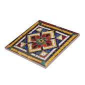 Mozaïek  geel rood decoratief tegeltje (Zijkant)