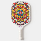 mozaïek geel rood pickleball paddle (Voorkant)