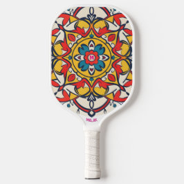 mozaïek geel rood pickleball paddle