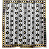 Mozaïek Geïnspireerd Zwart Wit en Goud Douchegordijn (Voorkant)