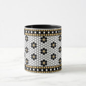 Mozaïek Geïnspireerd Zwart Wit en Goud Mok (Midden)