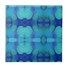 Mozaïek geometrisch diep blauw aqua design kat ste tegeltje