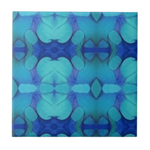 Mozaïek geometrisch diep blauw aqua design kat ste tegeltje