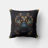 Mozaïek Gevlekt Glas Zwart Panter Portret Kussen (Achterkant)
