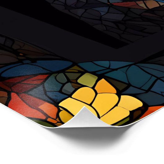 Mozaïek Gevlekt Glas Zwart Panter Portret Perfect Poster (Hoek)