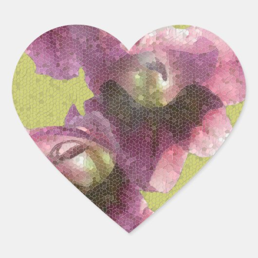 Mozaïek Gladiola Art Hart Sticker (Voorkant)