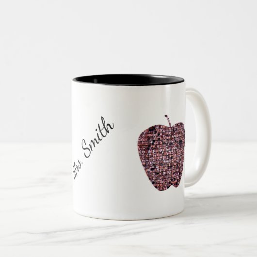 Mozaïek Glas in lood Apple-leraar Tweekleurige Koffiemok (Voorkant rechts)