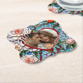 Mozaïek Glas in lood en Tegel bruiloft gepersonali Kartonnen Onderzetters (Gekanteld)