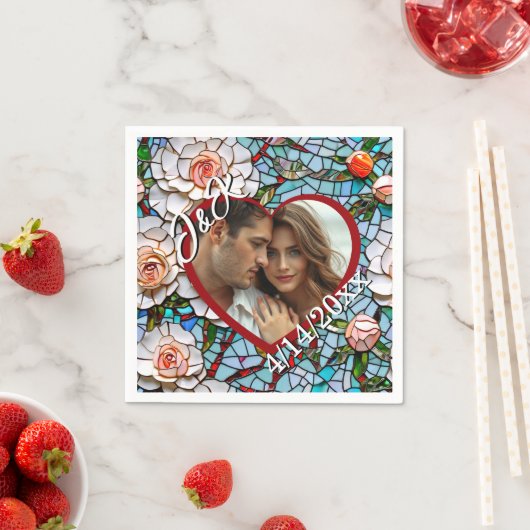 Mozaïek Glas in lood en Tegel bruiloft gepersonali Servet (Insitu)