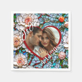 Mozaïek Glas in lood en Tegel bruiloft gepersonali Servet (Voorkant)