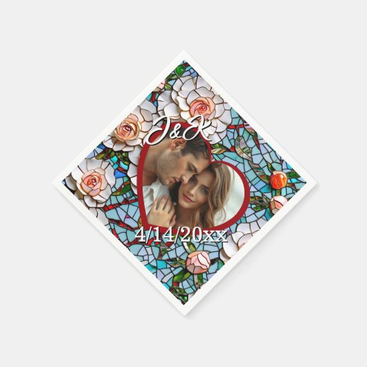 Mozaïek Glas in lood en Tegel bruiloft gepersonali Servet (Hoek)