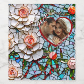 Mozaïek Glas-in-lood en Tegel Trouw Persoonlijk Wijn Etiket (Enkel label)