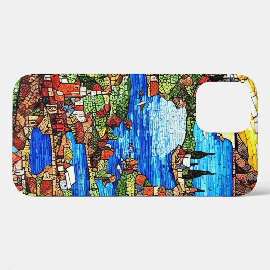 Mozaïek Glas in lood van het mediterrane Zee Case-Mate iPhone Case (Achterkant (horizontaal))