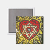 Mozaïek Gloeiend Hart Ster van David op Groen Magneet (Voorkant / Achterkant)